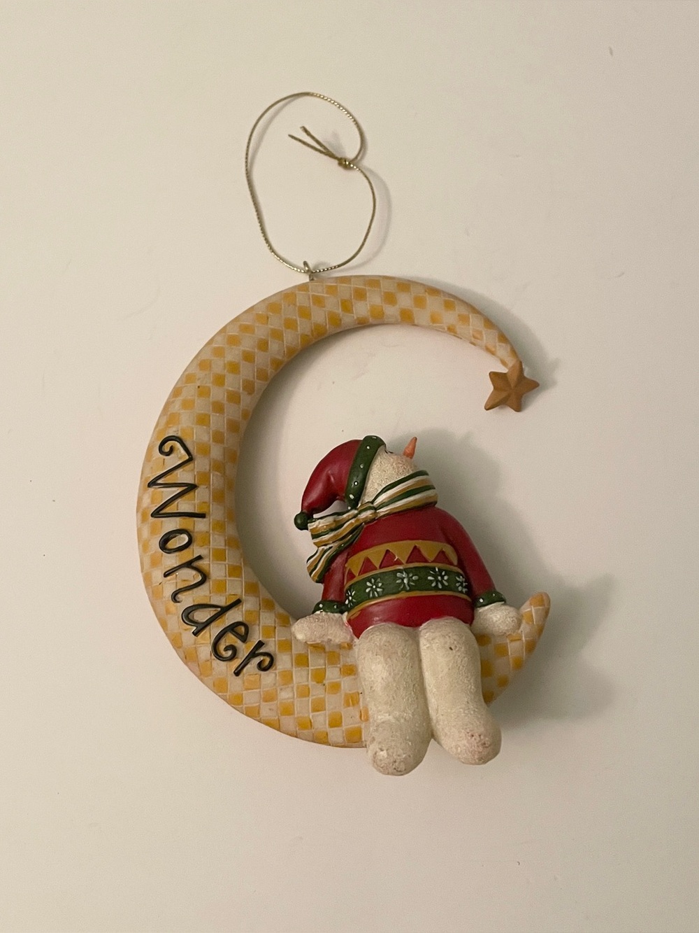 Deb Strain Vintage Snowman Crescent Moon Wonder Christmas Ornament